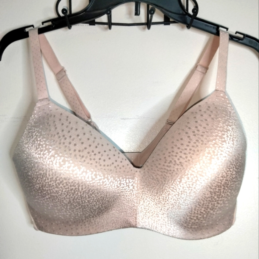 Wacoal (Sz 34DD) Champagne Pink Sparkle Pattern Back Appeal Wireless T-shirt Bra
